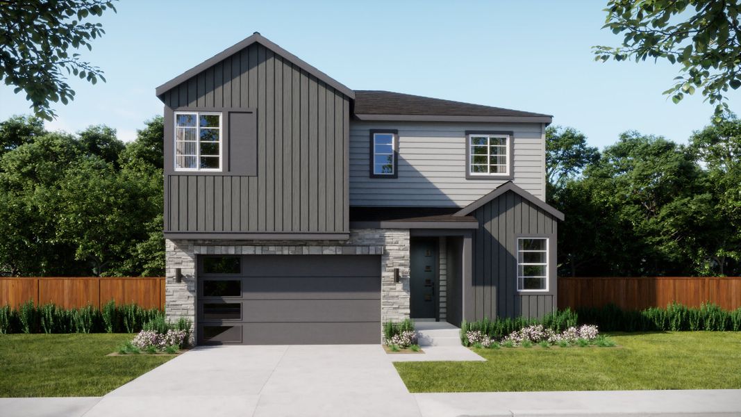 Representative exterior photo of a completed home built from the Skylark by Trumark Homes in Trumark Homes at Tanterra, Parker, CO (Image 15).
