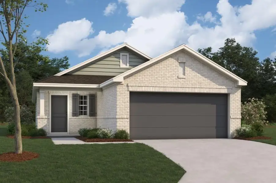 Front exterior of a new home in Indian Springs, Crosby, TX, highlighting curb appeal (Image 2).
