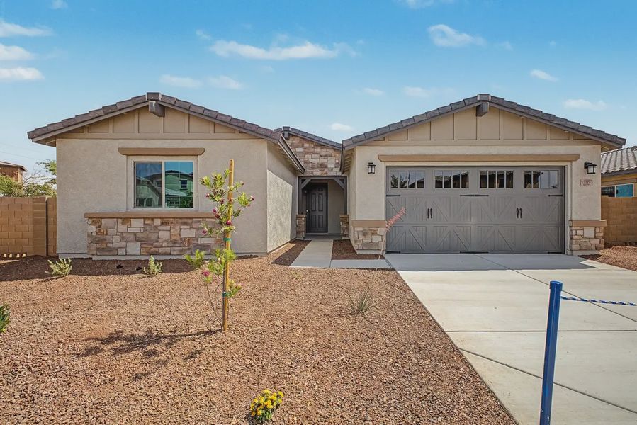 Front exterior of a new home in Forté at Granite Vista, Waddell, AZ, highlighting curb appeal (Image 23).