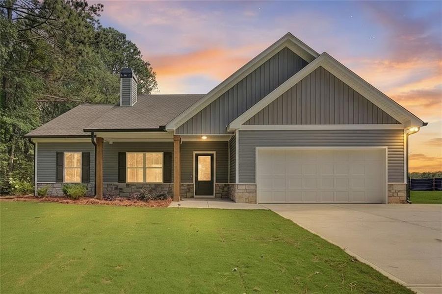 Front exterior of a new home in , Dallas, GA, highlighting curb appeal (Image 2). Front exterior of a new home in , Dallas, GA, highlighting curb appeal (Image 2).