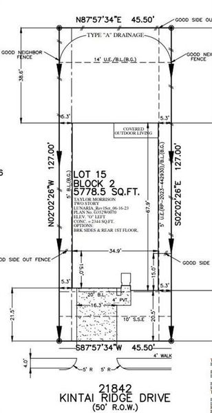 21842 Kintai Ridge Drive preliminary plot plan