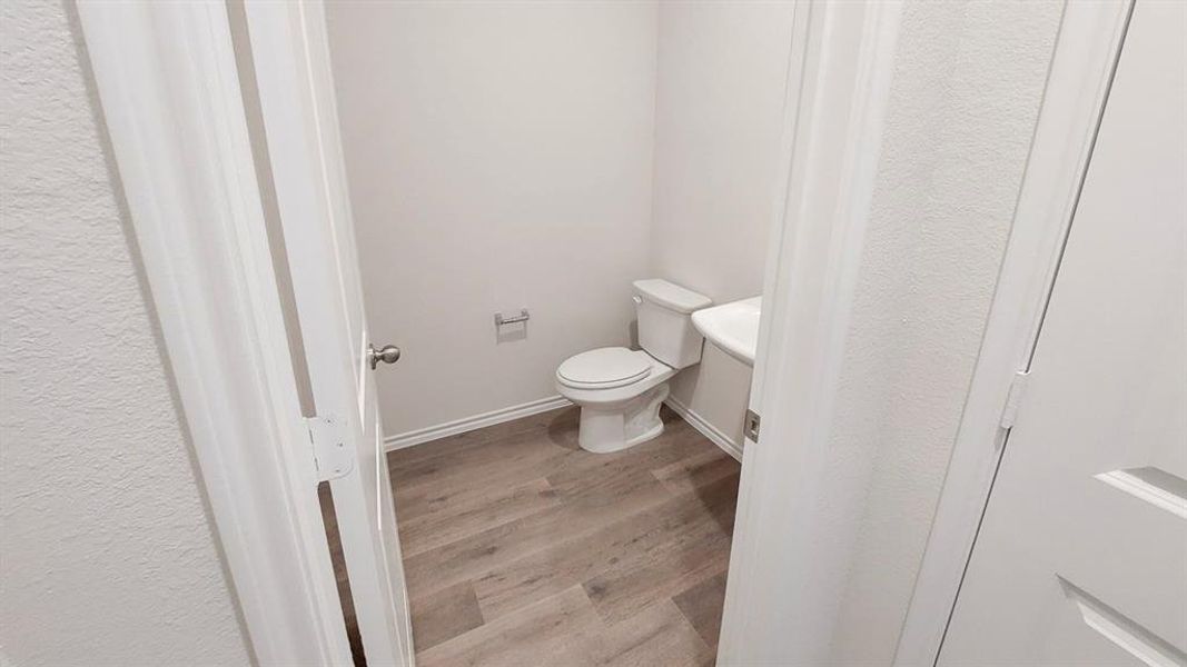 Bathroom featuring light wood finished floors and toilet Bathroom featuring light wood finished floors and toilet
