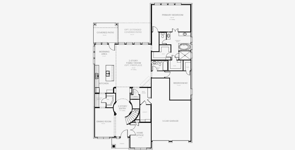 2D floor plan layout for the 3593W by Perry Homes in The Highlands 60', Porter, TX (Image 5).