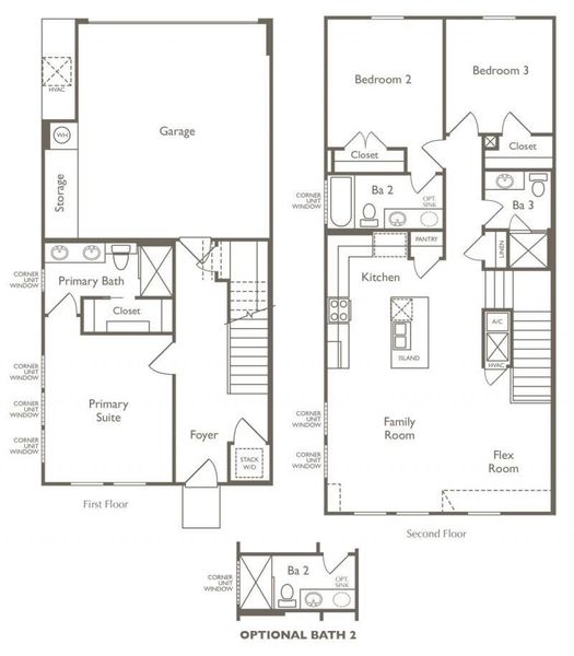 2D floor plan layout of this home in Koenig Townhomes, Austin, TX (Image 2).