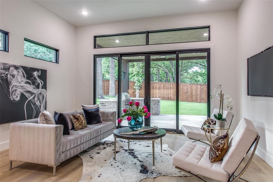 Living room featuring light hardwood / wood-style flooring