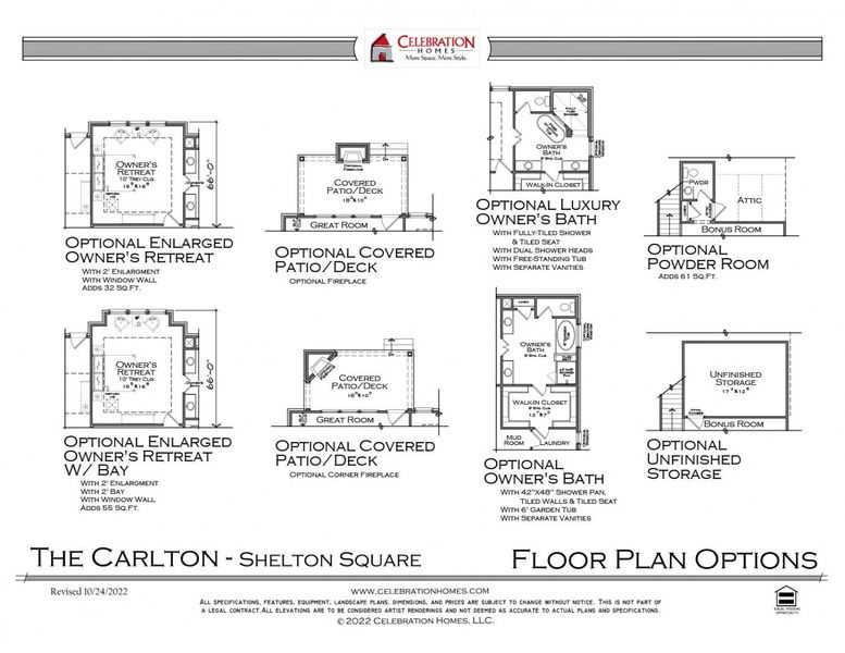 2D floor plan layout for the Carlton by Celebration Homes in Shelton Square, Murfreesboro, TN (Image 4).