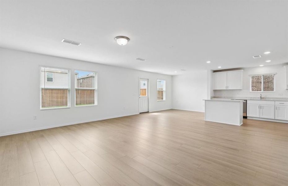 Spacious gathering room with large windows