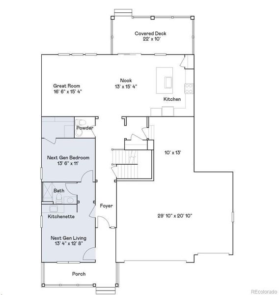 2D floor plan layout of this home in Riano Ridge: The Grand Collection, Loveland, CO (Image 3).