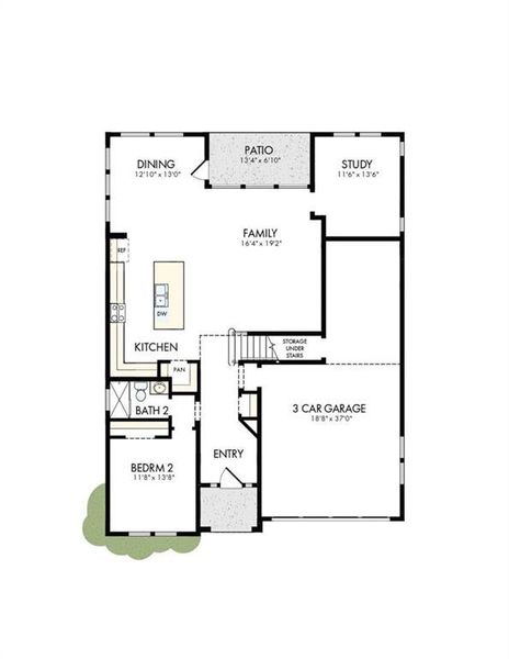 2D floor plan layout of this home in Havencroft, Woodstock, GA (Image 3).