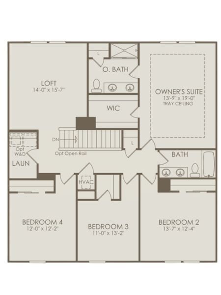 2D floor plan layout for the Hampton by Pulte Homes in Crescent Cove, Myrtle Beach, SC (Image 3).