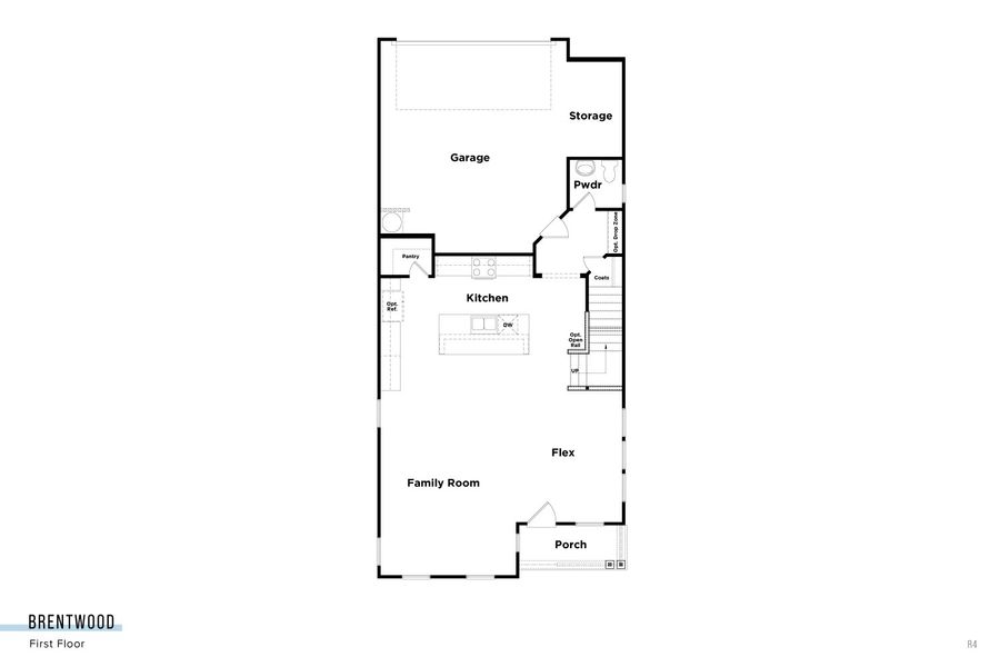 2D floor plan layout for the Brentwood by DRB Homes in Miller Farm Single Family Homes, Pineville, NC (Image 3).