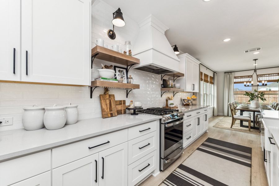 Kitchen with floating shelves