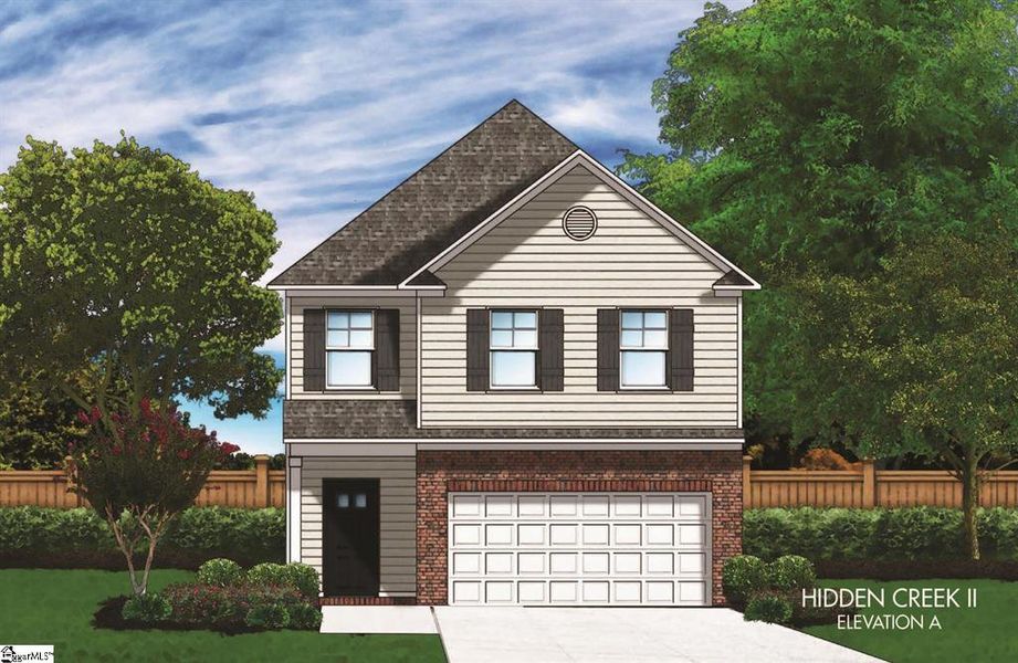 Exterior rendering of this home design in Brownstone Park, Easley, SC (Image 2).