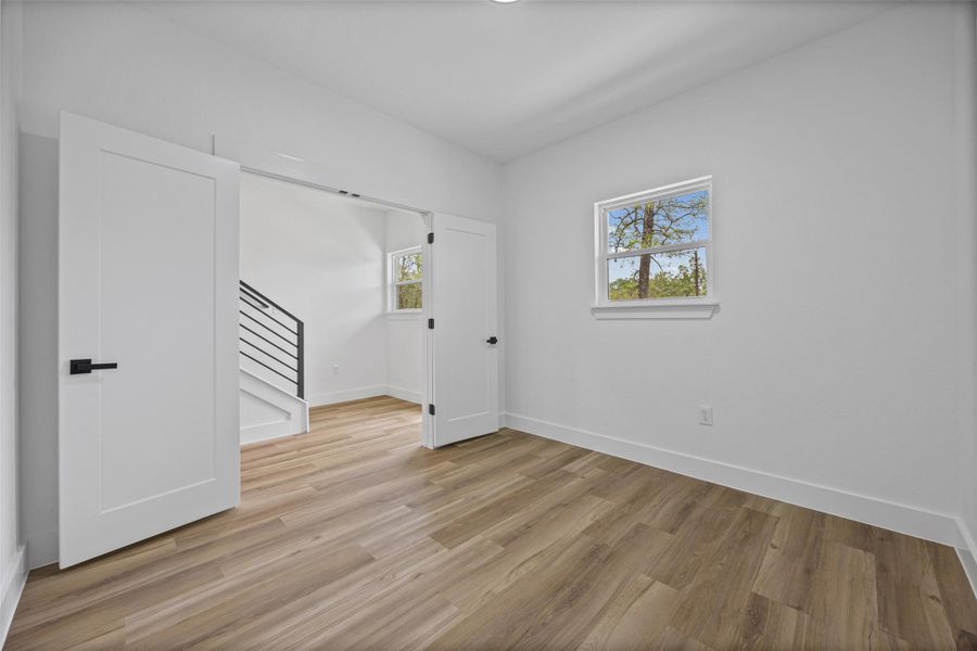 Dedicated home office with double doors. Dedicated home office with double doors.