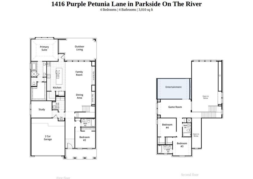 2D floor plan layout of this home in Parkside On The River, Georgetown, TX (Image 4). 2D floor plan layout of this home in Parkside On The River, Georgetown, TX (Image 4).
