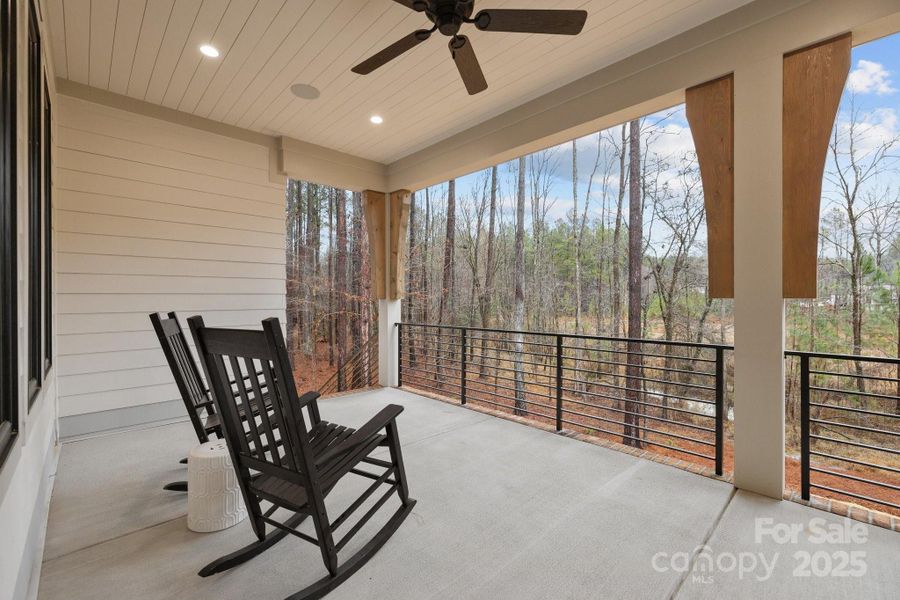 Back porch with decorative posts