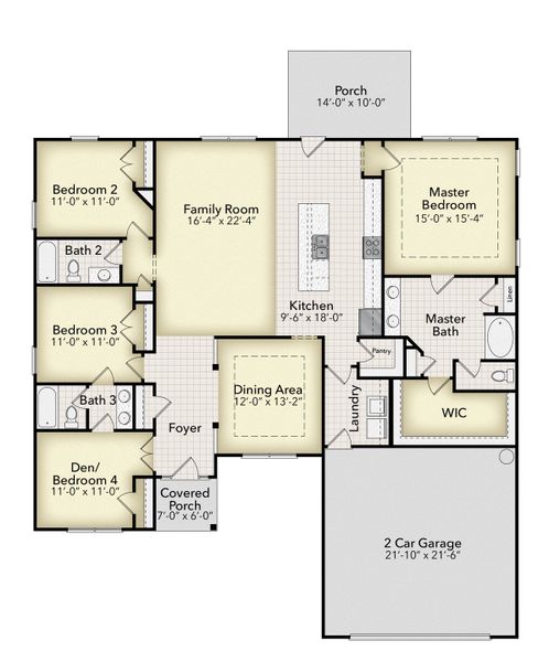 2D floor plan layout of this home in Williams Grove, Bailey, NC (Image 3).