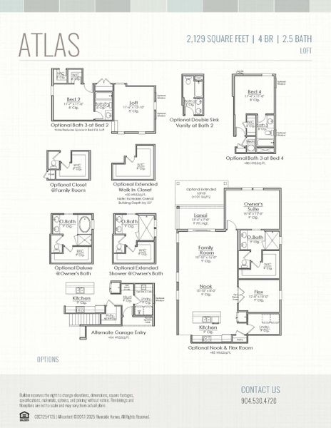 2D floor plan layout for the Atlas by Riverside Homes in Reflections at Nocatee, Ponte Vedra, FL (Image 4).
