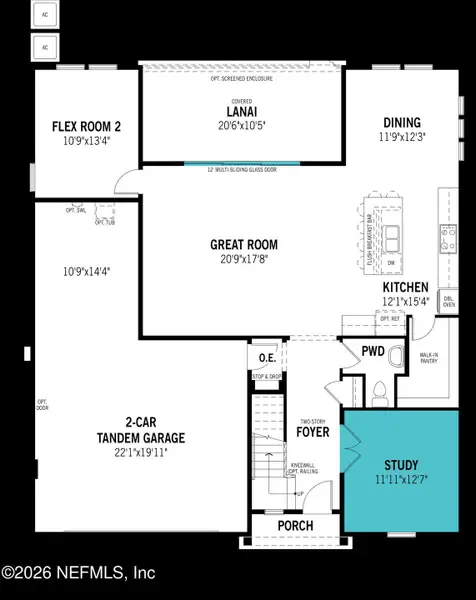 2D floor plan layout of this home in RiverTown, St. Johns, FL (Image 4).