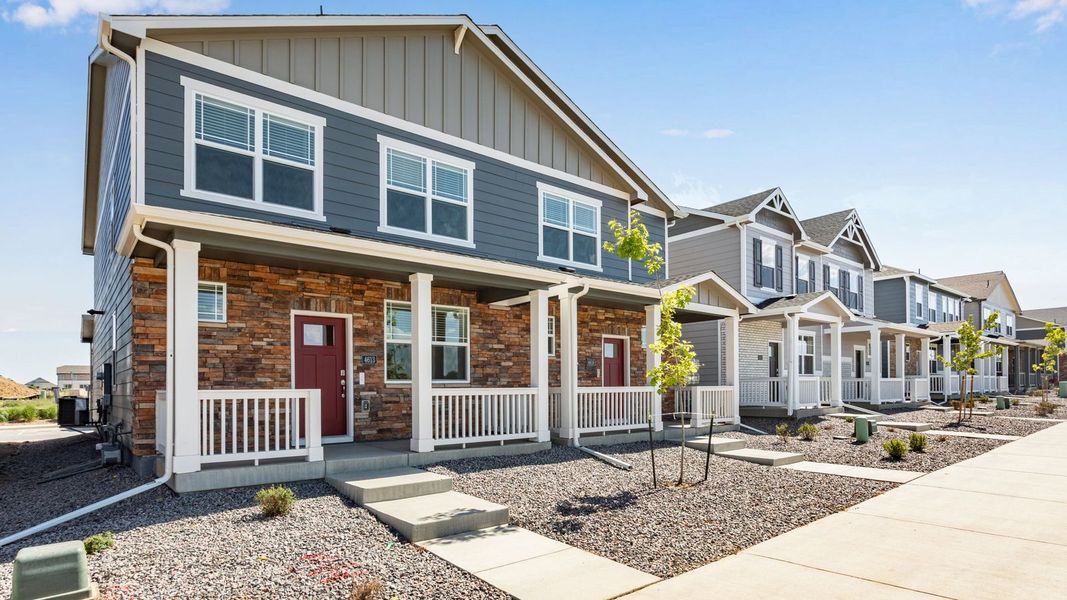 Front exterior of a new home in Arcadia, Denver, CO, highlighting curb appeal (Image 1). Front exterior of a new home in Arcadia, Denver, CO, highlighting curb appeal (Image 1).