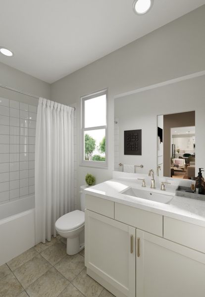 Furnished interior in a model home at Trailstone Villas Collection in Arvada (Image 11).