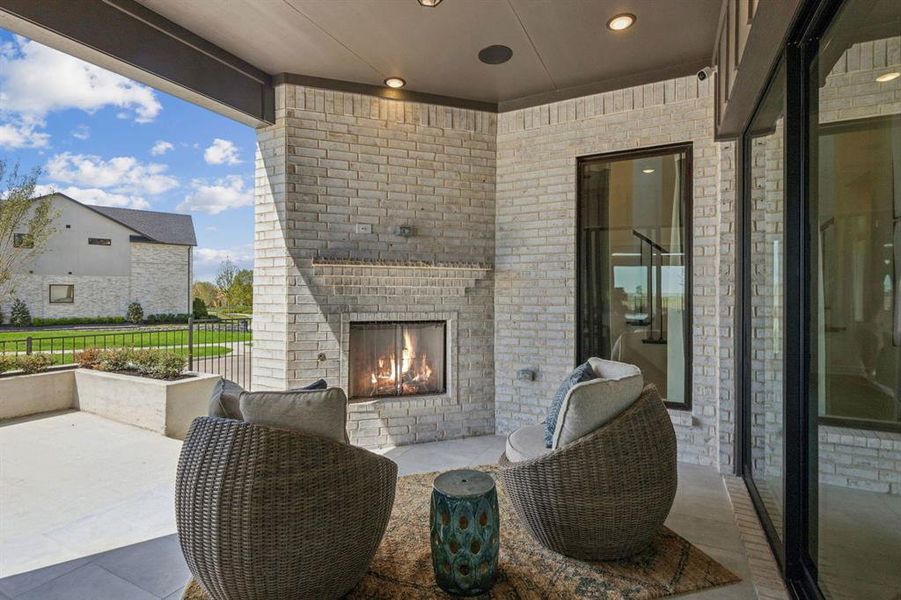 Exterior details and patio area of a home in The Grove Frisco, Frisco (Image 21). Exterior details and patio area of a home in The Grove Frisco, Frisco (Image 21).