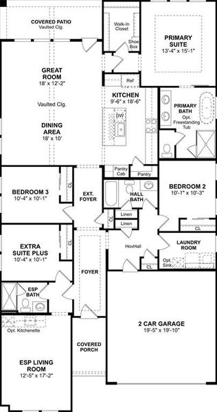 2D floor plan layout of this home in Heritage Ranch, Sherman, TX (Image 4).