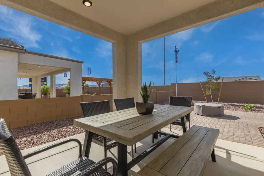 Exterior details and patio area of a home in Camilo at Santana, Yuma (Image 3).