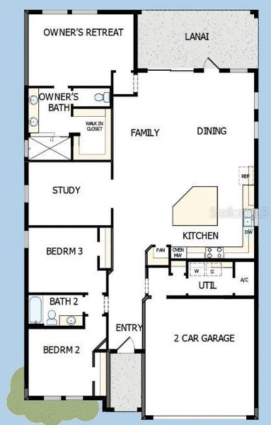 2D floor plan layout of this home in Oakfield at Mount Dora Village Series, Mount Dora, FL (Image 2). 2D floor plan layout of this home in Oakfield at Mount Dora Village Series, Mount Dora, FL (Image 2).