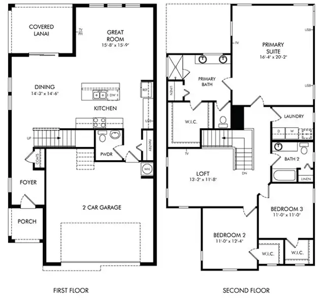 2D floor plan layout of this home in Cyrene at Minneola, Minneola, FL (Image 3).