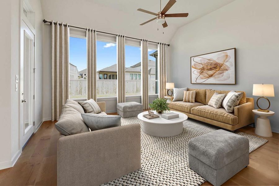 Furnished interior view inside a new home in Santa Rita Ranch, Liberty Hill (Image 5). Furnished interior view inside a new home in Santa Rita Ranch, Liberty Hill (Image 5).