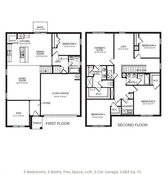 2D floor plan layout of this home in Crossroads at Kelly Park, Apopka, FL (Image 2).