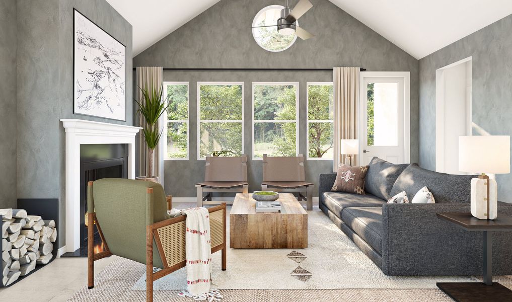 Great room with vaulted ceiling Great room with vaulted ceiling