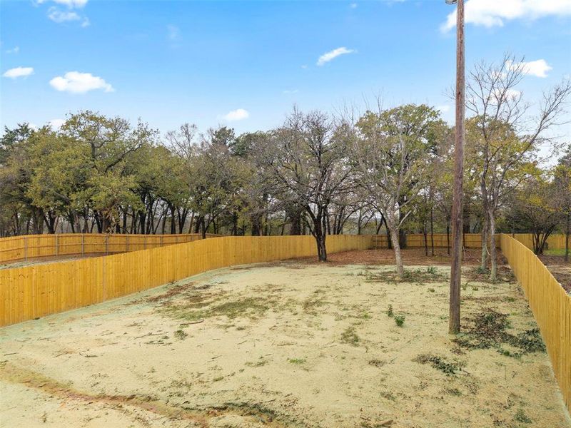 View of fenced backyard