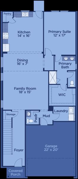 2D floor plan layout for the Lamar by UnionMain Homes in Reunion, Rhome, TX (Image 5).