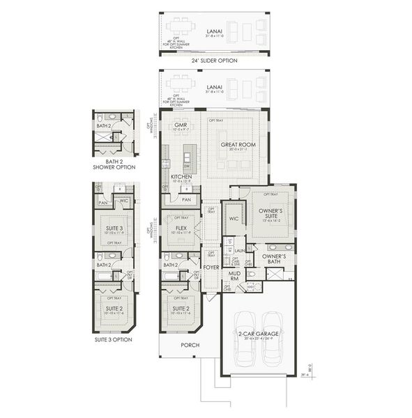 2D floor plan layout for the Topsail by Homes by Towne in Shellstone at Waterside, Sarasota, FL (Image 3).