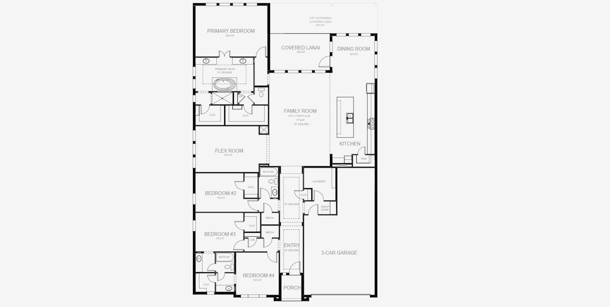 2D floor plan layout for the 2968F by Perry Homes in Star Farms At Lakewood Ranch 60', Lakewood Ranch, FL (Image 3).