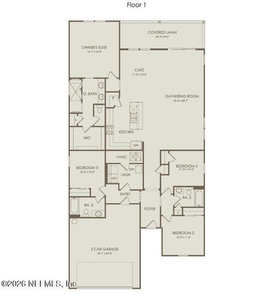2D floor plan layout of this home in Hyland Trail, Green Cove Springs, FL (Image 4).