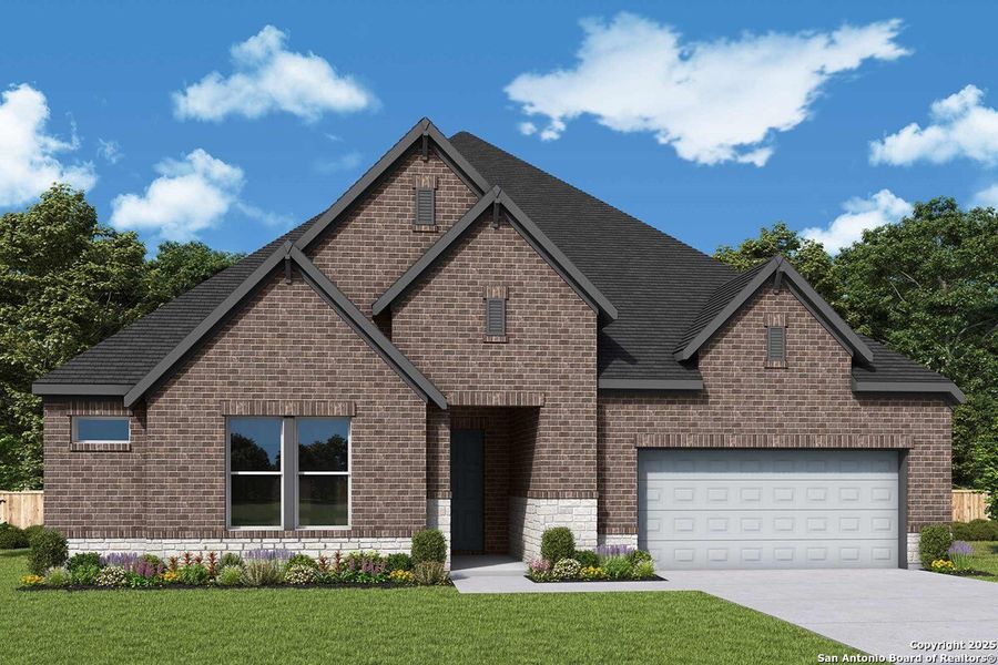 Front exterior of a new home in Windsong - Legacy Series, Boerne, TX, highlighting curb appeal (Image 1). Front exterior of a new home in Windsong - Legacy Series, Boerne, TX, highlighting curb appeal (Image 1).