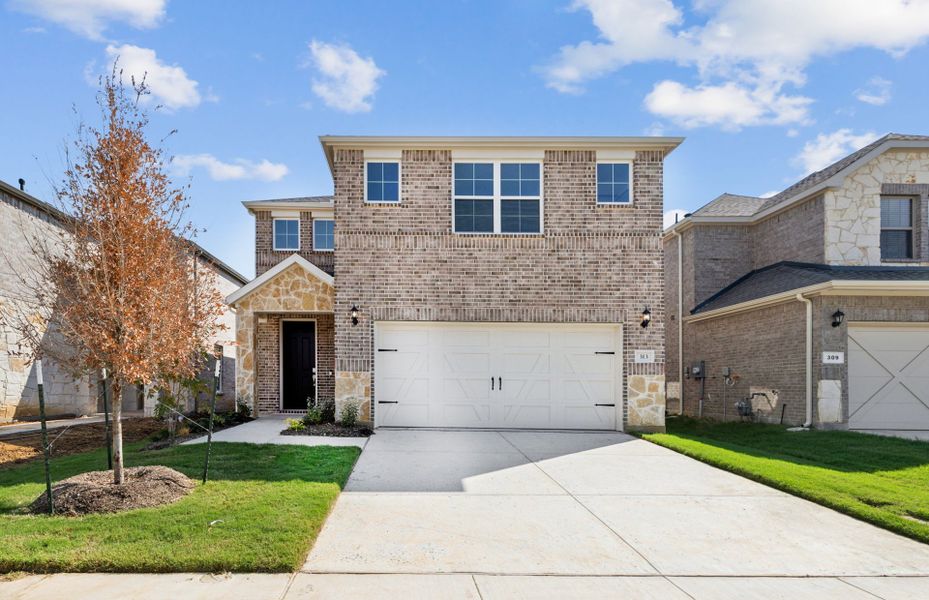 The Sienna, a two-story home with 2-car garage, shown with Home Exterior Y