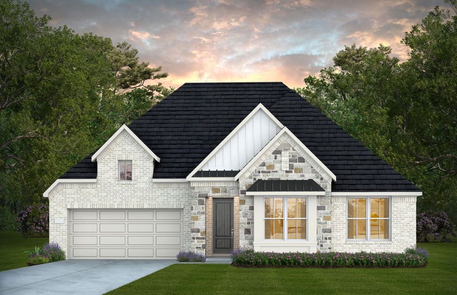 Representative exterior photo of a completed home built from the Boling by Pulte Homes in Blue Creek Trails, Richmond, TX (Image 1). Representative exterior photo of a completed home built from the Boling by Pulte Homes in Blue Creek Trails, Richmond, TX (Image 1).
