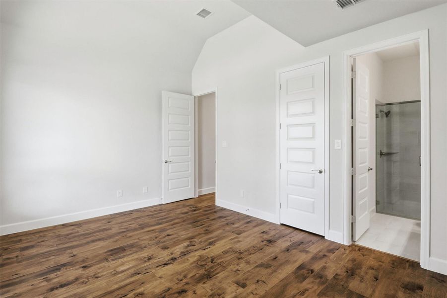 View of 4th bedroom with private bath.  Shower only.