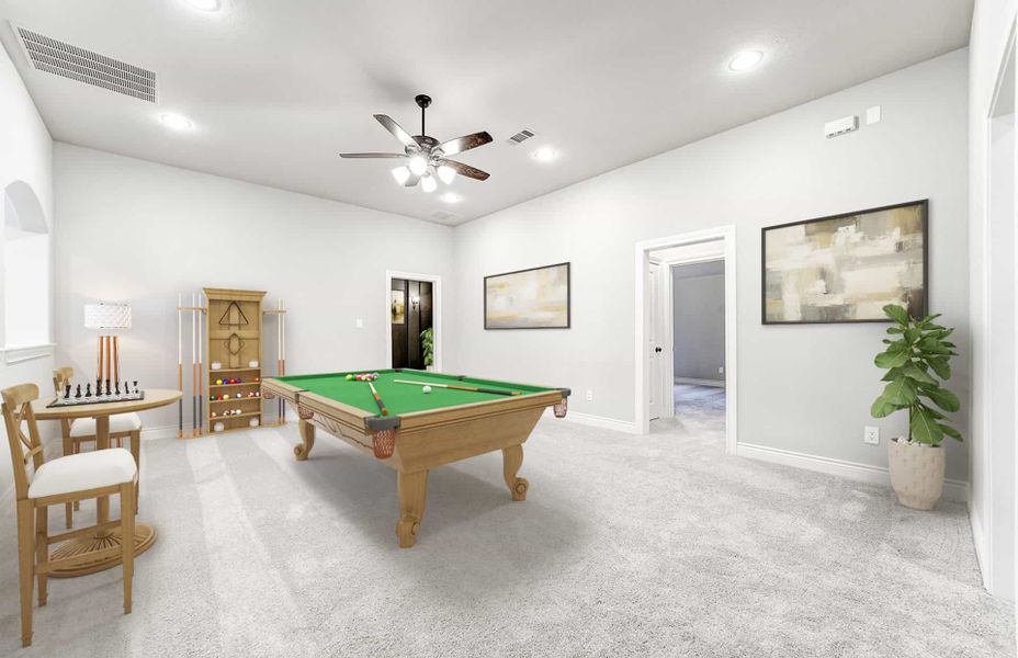 Representative furnished interior of a home built from the 3799 by Ravenna Homes in The Woodlands Hills 65′, Willis (Image 14). Representative furnished interior of a home built from the 3799 by Ravenna Homes in The Woodlands Hills 65′, Willis (Image 14).