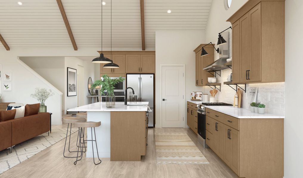 Vaulted ceiling in kitchen
