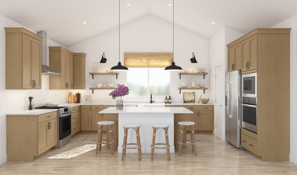 Kitchen with pendant lights