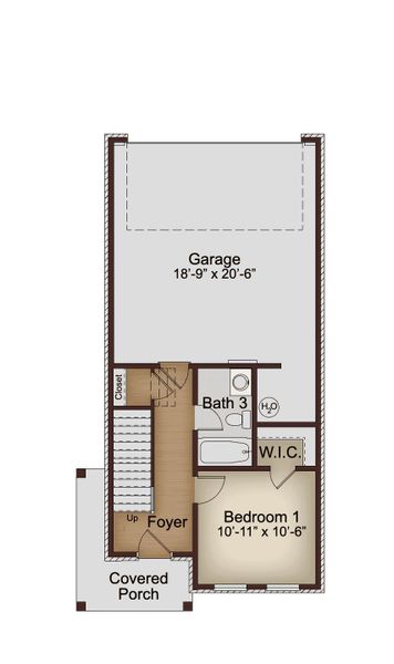 2D floor plan layout of this home in Towns at Enclave, Lawrenceville, GA (Image 3).