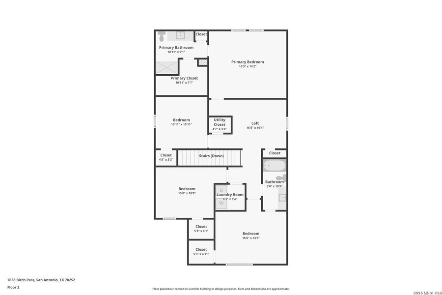 2D floor plan layout of this home in Hennersby Hollow, San Antonio, TX (Image 6).