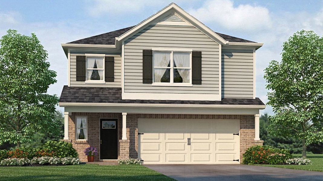 Front exterior of a new home in The Abbey at Trolley Run Station, Aiken, SC, highlighting curb appeal (Image 1). Front exterior of a new home in The Abbey at Trolley Run Station, Aiken, SC, highlighting curb appeal (Image 1).