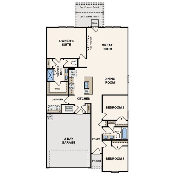 2D floor plan layout for the Dartford by Century Communities in Vue at Evelyn, Austin, TX (Image 3).