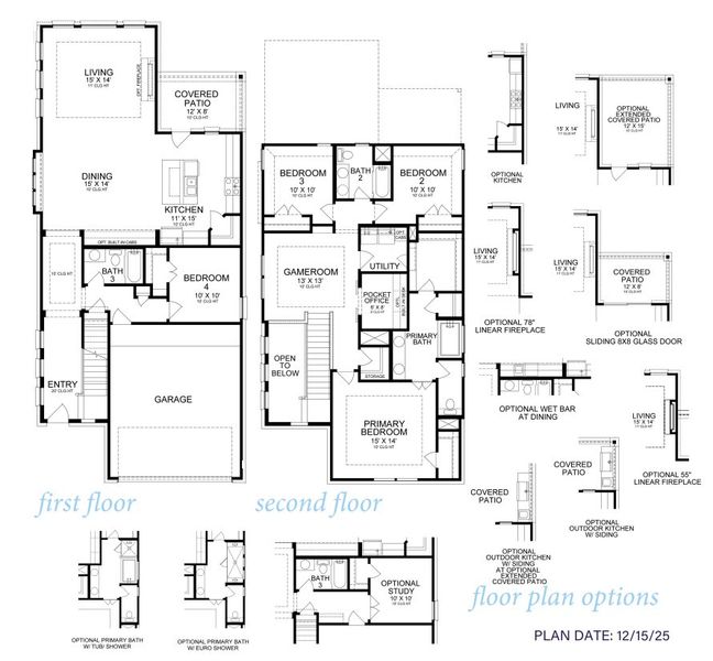 2D floor plan layout for the Linden 2428 by J. Patrick Homes in Grange 40' Homesites, Katy, TX (Image 2). 2D floor plan layout for the Linden 2428 by J. Patrick Homes in Grange 40' Homesites, Katy, TX (Image 2).